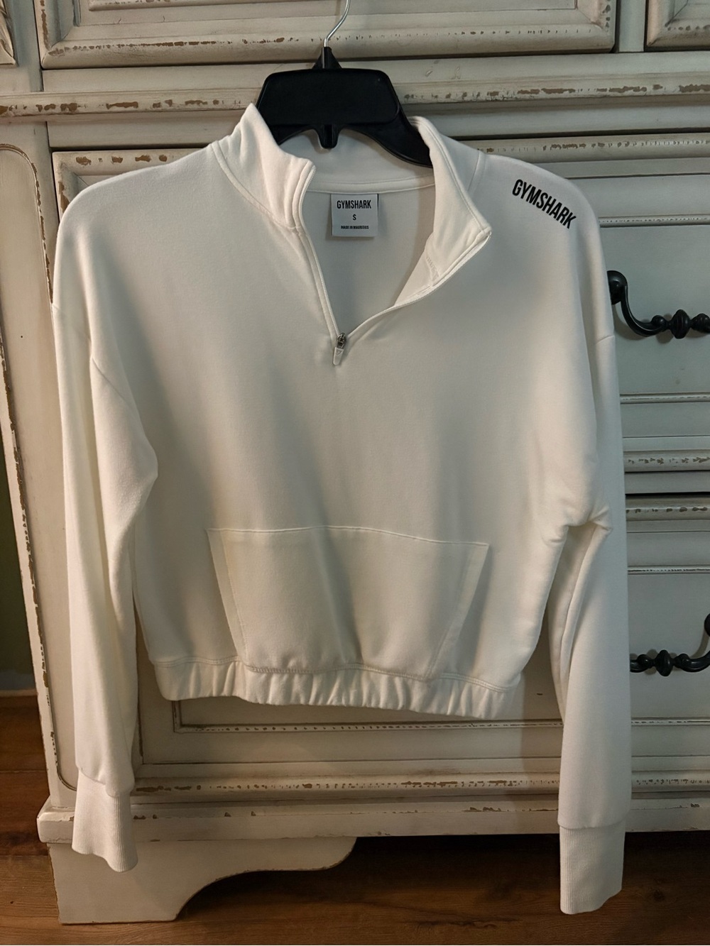 Gymshark White Cropped Half-Zip Pullover